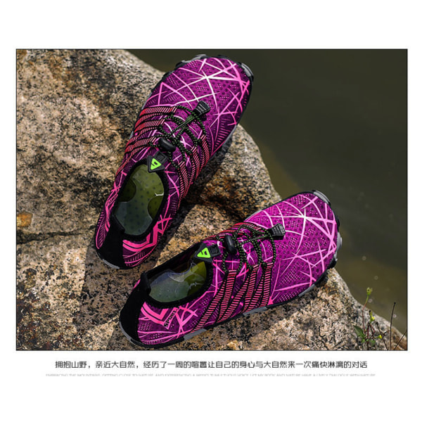 Hurtigtørrende Strand Barefoot Aqua Sneakers, Anti-Slip Letvægts Flade Vadesko PURPLE 37