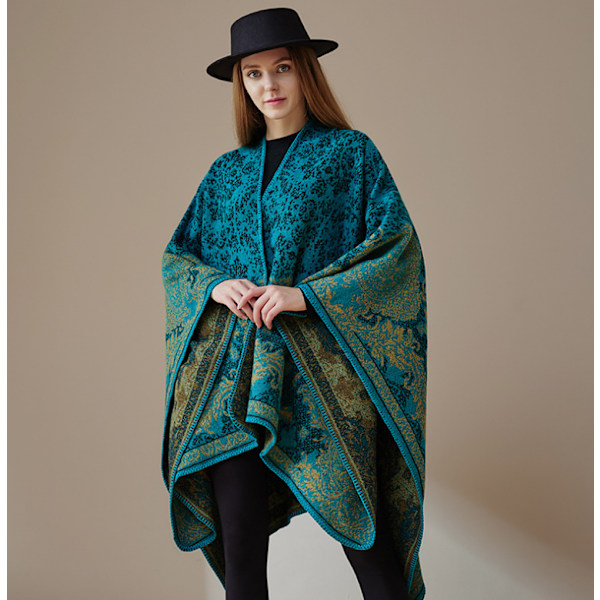 Retro Tofs Poncho Sjal Cape Wraps för kvinnor black2
