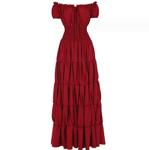 Kvinners middelalderkjole, irsk boho-kjole Red XS