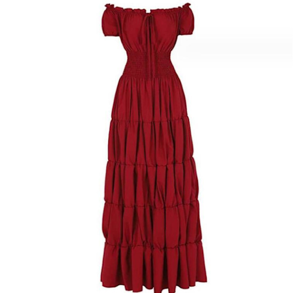 Kvinnors Medeltida Klänning Irisk Boho Långa Klänningar Red M