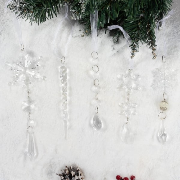 10 st julgranshängande akryl julsnöflinga kristallprydnad 10PCS