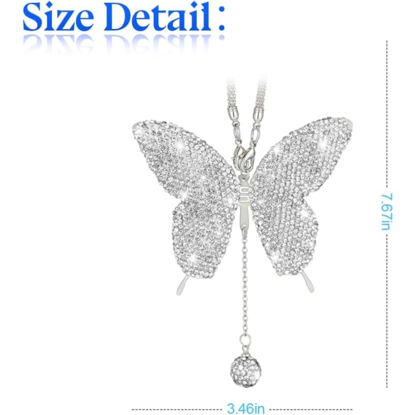 Bling Butterfly Diamant Biltilbehør for Kvinner White