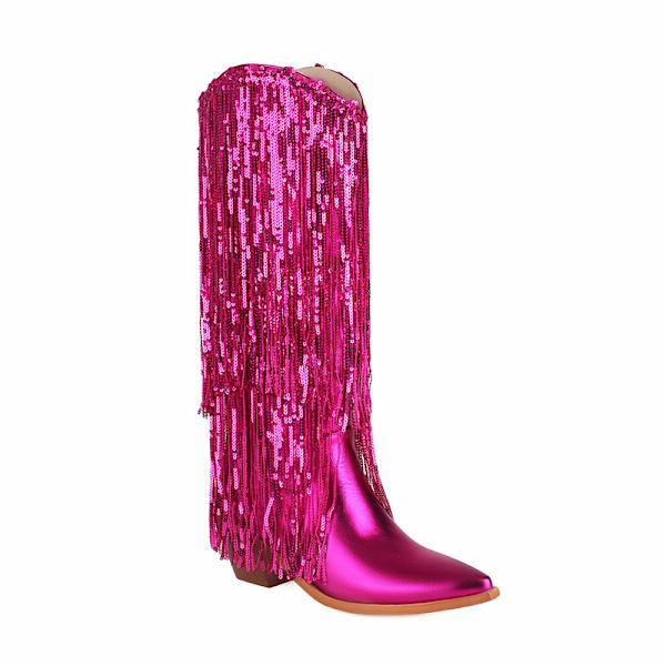 Säteilevät Metallinhohtoiset Cowboy-saappaat Naisille Red 41