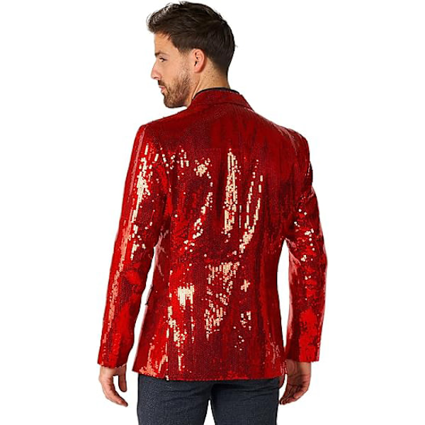 Paljettkavaj för Män, Glänsande Partykavaj Red XS