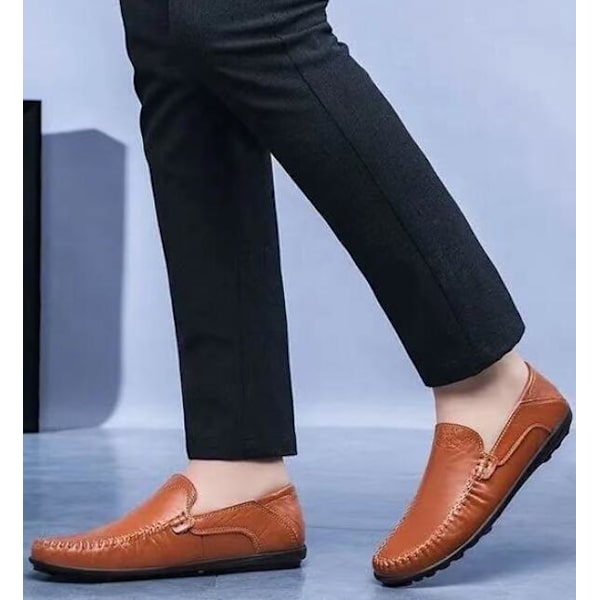 Mænds Casual Læder Fashion Slip-on Sko Brown 41
