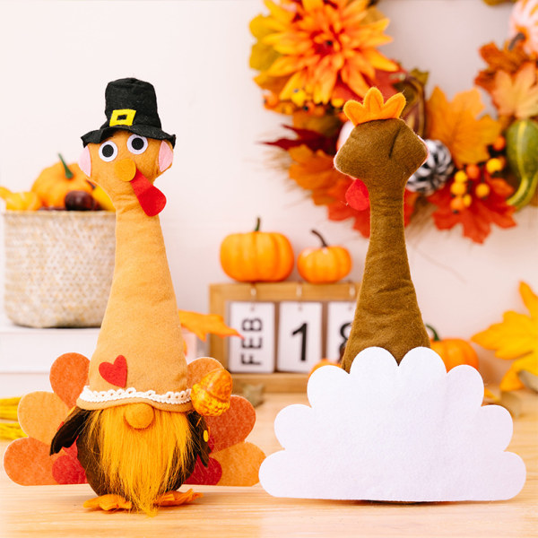 2st Turkiet Gnomes plysch för höstens Thanksgiving Day 2Pcs