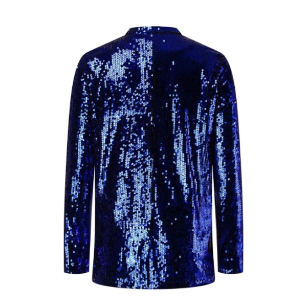 Kvinders Sequin Jakke Glitter Glimmer Åben Front Casual Langærmet Blazer Frakke Blue M