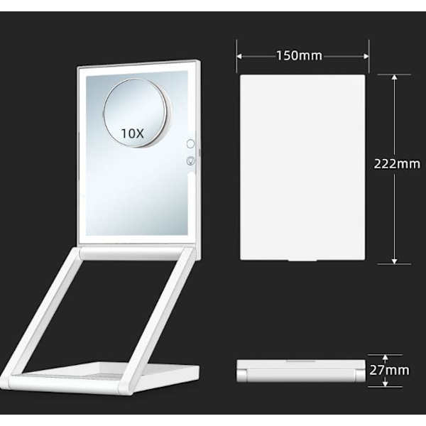 Lyftande och fällbara led sminkspegel påfyllningsspegel White