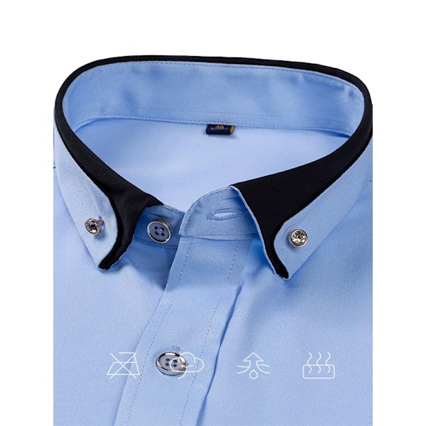 Miesten pitkähihaiset kauluspaidat, business casual -tyyliset, napitettavat Light Blue 39