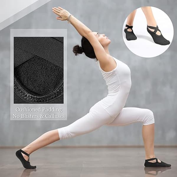 Yogasockor med grepp för kvinnor halkfria greppsockor Pilates-sockor 6 par A