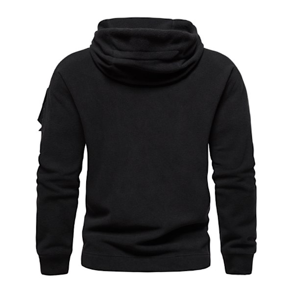 Långärmade luvtröjor i fleece för män black M