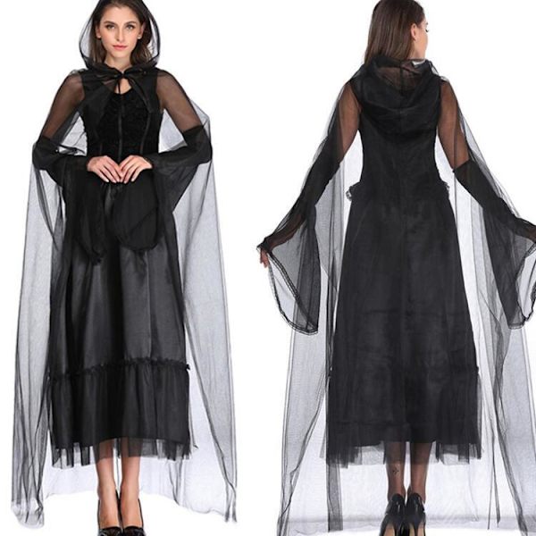Spöksbrud Kostym Halloween Kvinna Vuxen Kostym Style4 XL