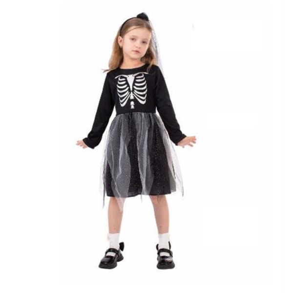 Halloween-skjelettkostyme for barn Girl M