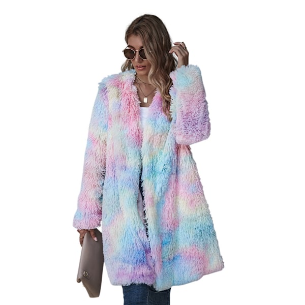 Dame Fleecejakke Fuzzy Hætte Casual Frakke Cardigan Trøjer med Lommer XL