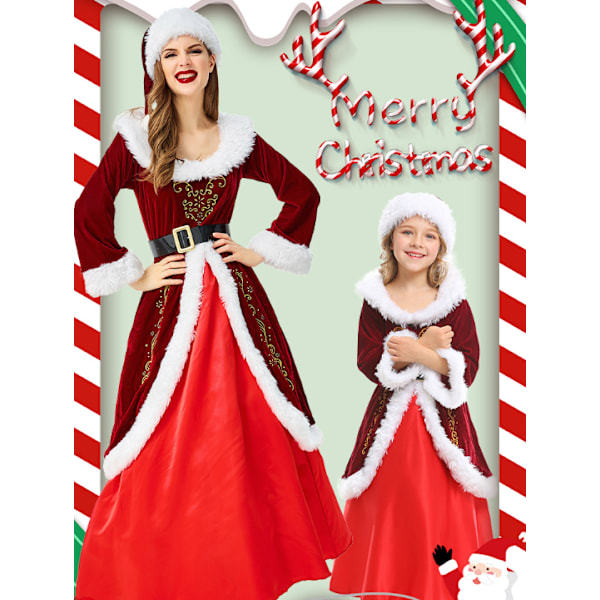 Dame Julemandskappe Deluxe Fløjl Fru Claus Hættekappe Kostume XL