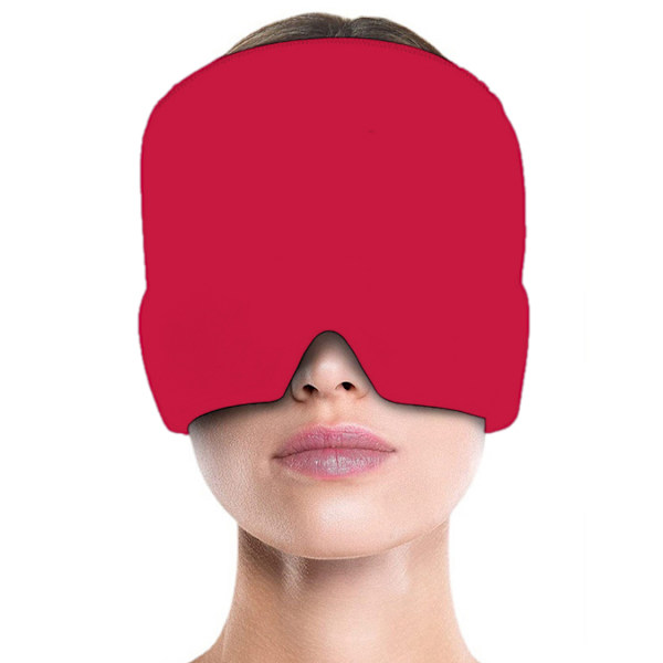 Cold Therapy Ice Head Wrap Ice Pack Mask red