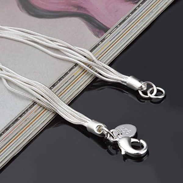 925 Sterling Sølv Fem-Linje Kjede med Fem-Hjerte Armbånd