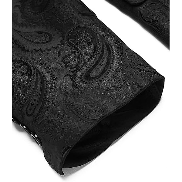 Menn Floral Smokingjakke Paisley Sjal Krage Blazer Jakke Black M