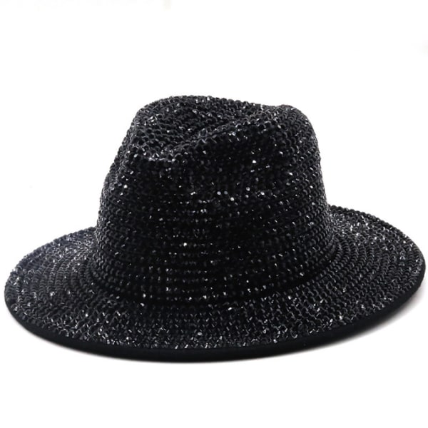 Mode paljett Fedora hatt black M