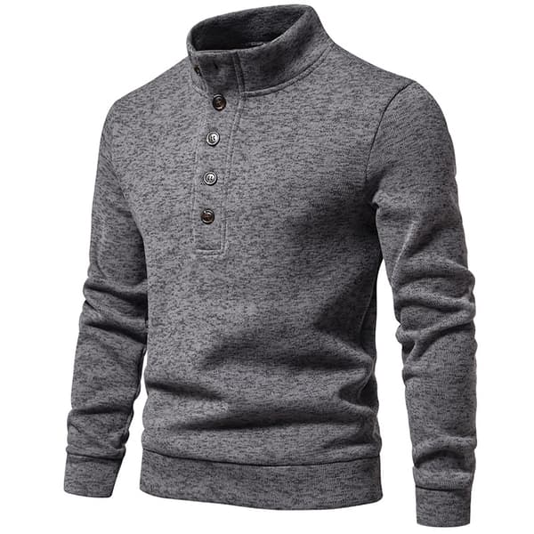Herrar Turtleneck Knapp-Ner Långstickad Tröja Dark Gray S