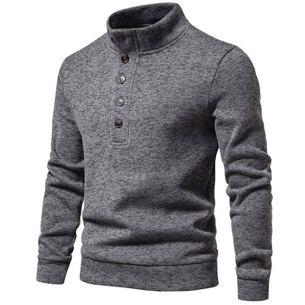 Turtleneck-tröja för män Casual Stickad Pullover-tröja Dark Gray L