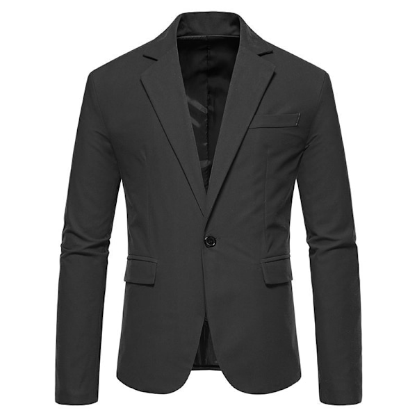 Herrkavaj med en Knapp, Enfärgad, Slim Fit, Lättviktsjacka Black M