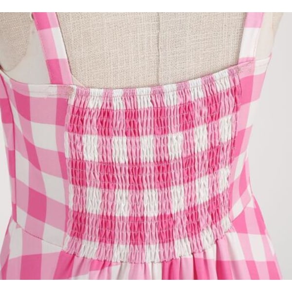 Rosa Polka Dot Rutig Halter Dress Pink Bow 2XL