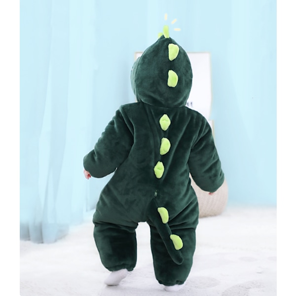 Nyfödd Baby Jumpsuit Huvad Fleece Rompers Långärmad Onesies Ytterkläder Outfits Dark Green 66