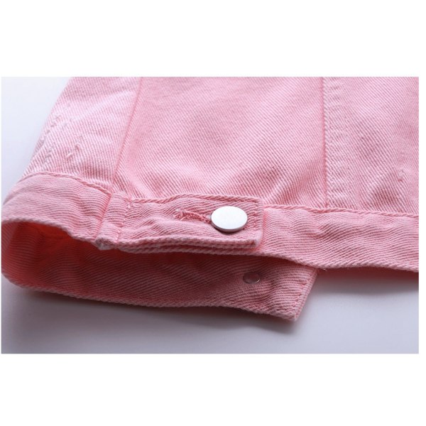 Ärmlös Candy Color Ripped jeansväst för kvinnor Pink L