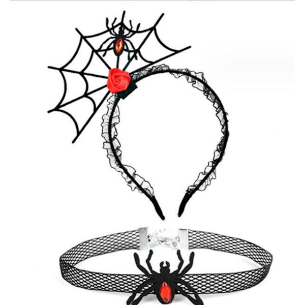 Halloween-Hämähäkinseitit Hiusnauha ja Kaulakorusetti Style 4