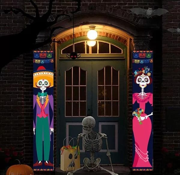 2 st Halloween Hängande Flaggor för Utomhusdekoration 30*180CM