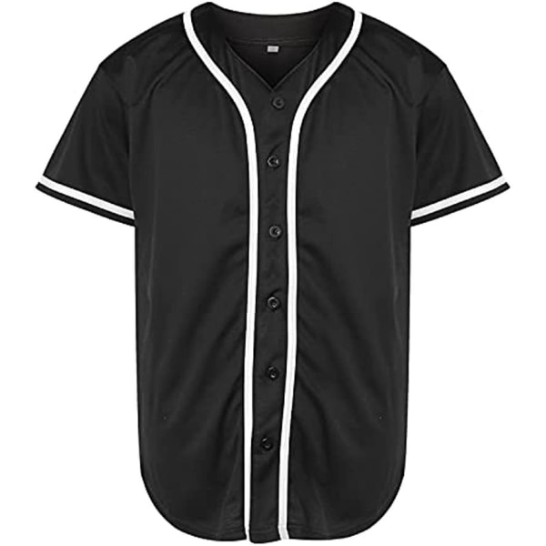 Cardigan baseballtröja för herr kortärmad sport-T-shirt Black XL