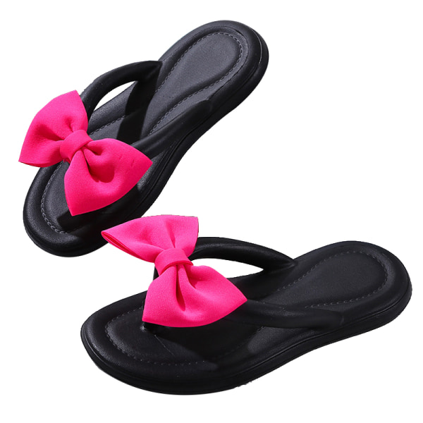 Kvinnors rosettkudde flip flops, supermjuka halkfria skor black 40-41