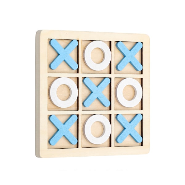 Tic Tac Toe-spel i trä XO Bordsleksak, Barnpusselspel Pedagogiska leksaker Blue