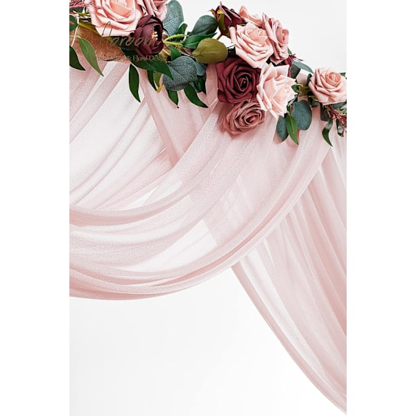 Bröllopsbåge Draperi Tyg 2 Paneler 20Ft Pink 75*300cm