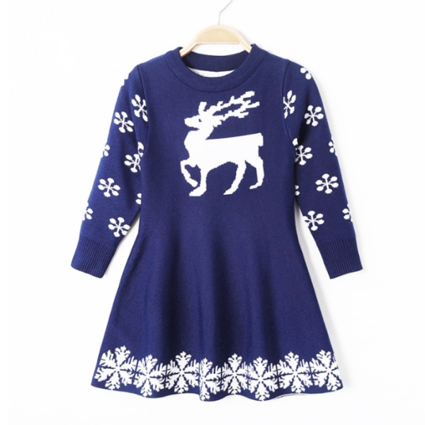 Tjejklänning Långärmad vinterjulklänning blue 130cm