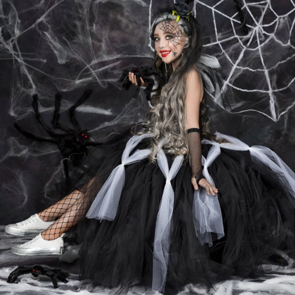 Halloween Spider Witch Kostym för flickor S