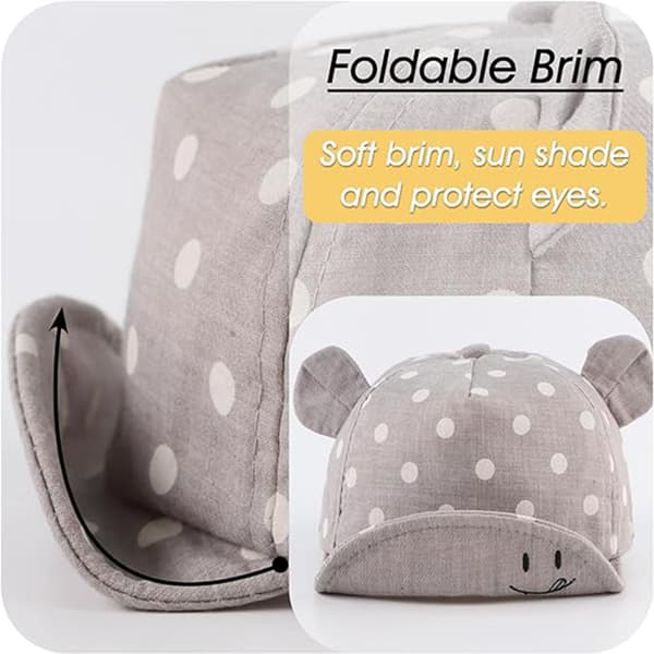 Baby Baseball Cap, Spædbarn Drenge Piger Solhat grey