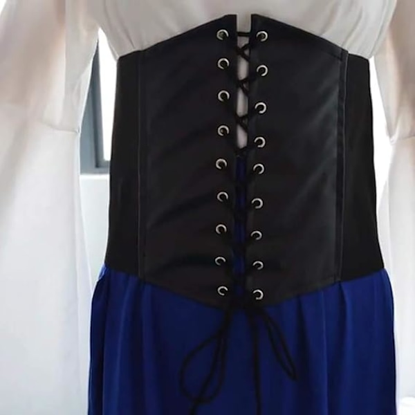 Kvinnors Renässans Medeltida Kostym Flare Ärmar Korsett Kjolar Överkjol Festklänning Black 4XL