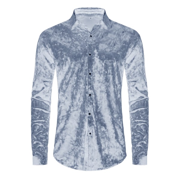 Långärmade för män printed Casual Button Down-skjortor grey M