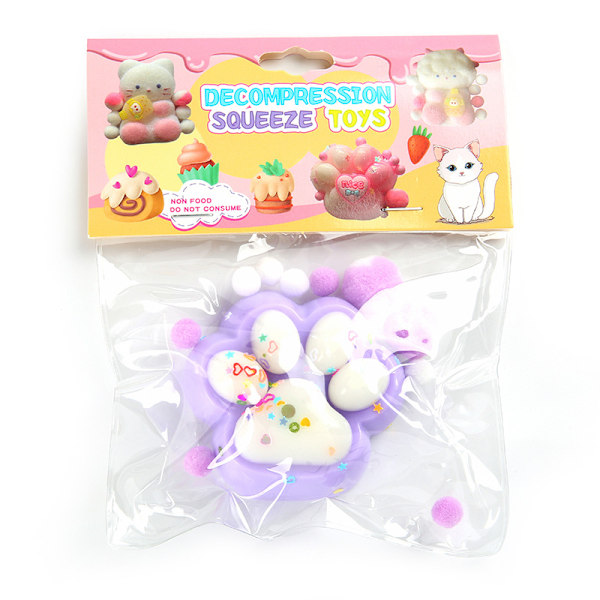 Paw Squishy för Barn och Vuxna, Luddig Katttass Squishy Leksak Purple