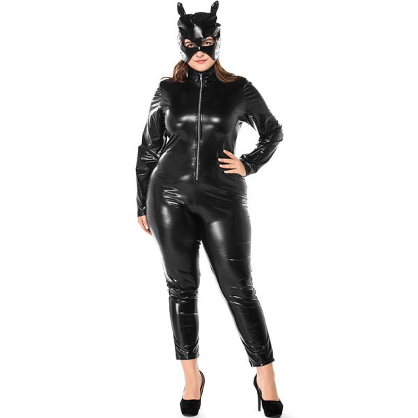 Plus Size Spandex Wetlook Bodysuit Catsuit Jumpsuit Kostume XL