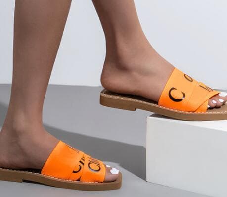 Alphabet Webbing Tykke Bunds Slippers til Kvinder Orange 41