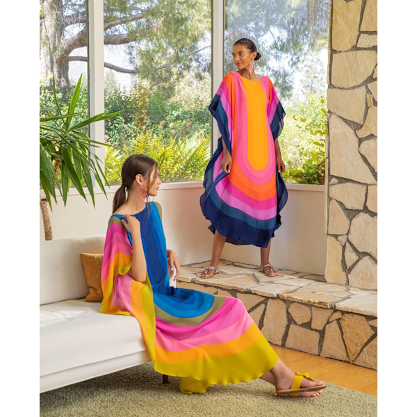 Kvindes Regnbue Plus Size Strand Skjortekjole Blue