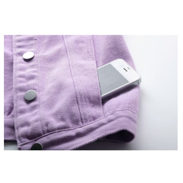 Ärmlös Candy Color Ripped jeansväst för kvinnor Purple S