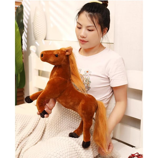 Söt Häst Plyschleksak, Simulerad Ponny Gosedjur dark brown 40cm