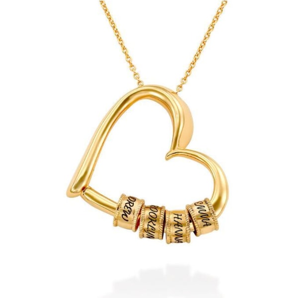 Personligt hjärta halsband för mors dag present gold 3 beads