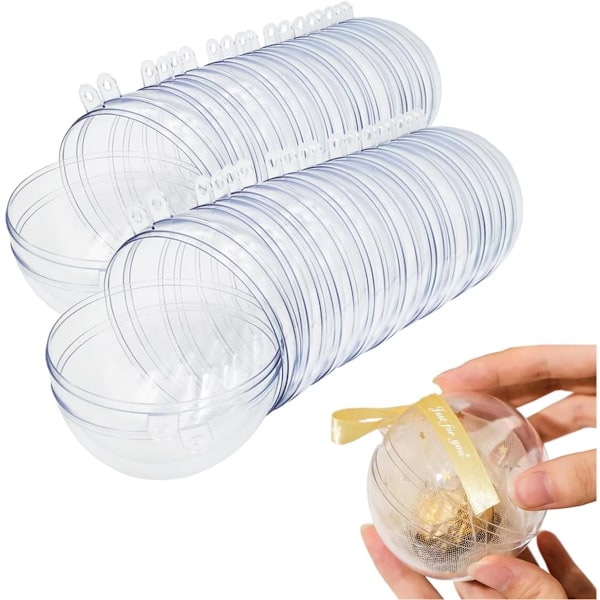 20 Genomskinliga Fyllbara Julgransprydnader, 80mm Transparent Plastkula 8cm