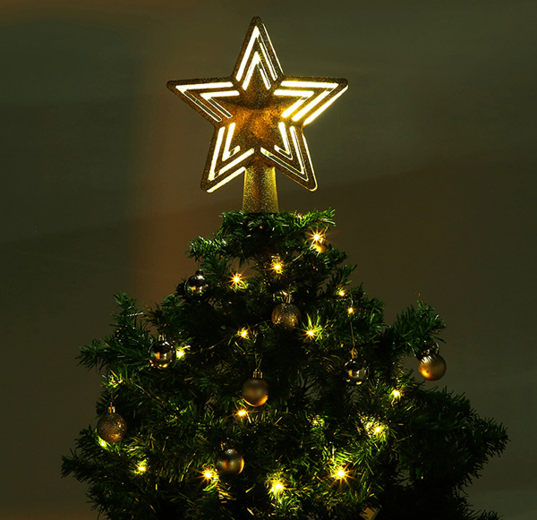 Christmas Tree Topper, Christmas Lights Tree Top gold