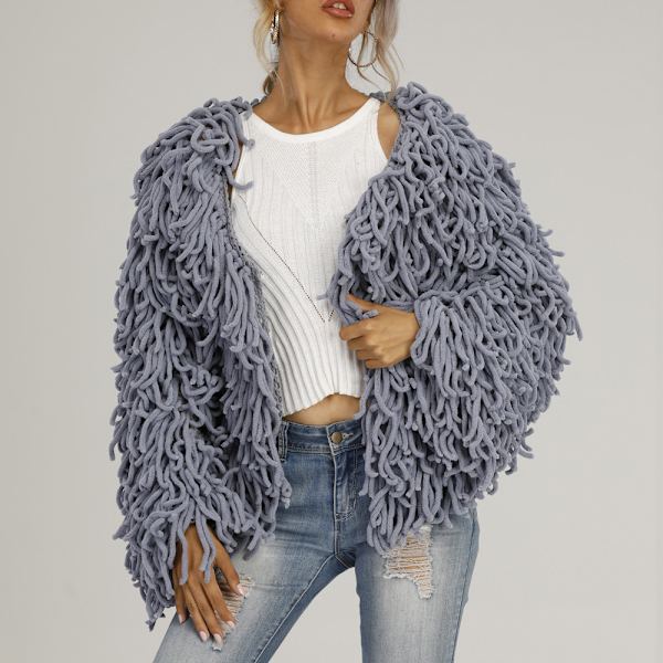 Plush Kjoljacka för Kvinnor Höst och Vinter Grey XL